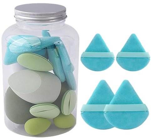 Set di 14 spugne per il trucco verde per il trucco multicolore Set di spugne per trucco morbide spugne di bellezza frullatore spugna per trucco e soffio per cipria Set per fondazione di miscelazione