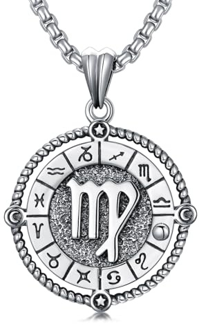 MEIDERBO Virgo Zodiac Necklace 12 Constellation Horoscope Astrology Pendant Necklace 925 Sterling Silver Zodiac Sign Jewelry Gifts for Men Women