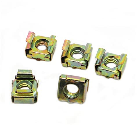 Tuercas enjauladas, tuercas flotantes, Tuercas flotantes de cuarteto de acero galvanizado en color, carcasa elástica, tuerca de jaula de tarjeta, tuerca cuadrada