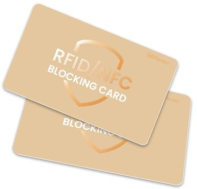 WHonor RFID Blocking Card, Anti-Theft Credit & Debit Card Protector, Golden | Ultra Thin, Contactless NFC Blocker, 2 Pack, Wallet Shield, Purse Protection, Premium PVC, Waterproof & Scratch-Resistant