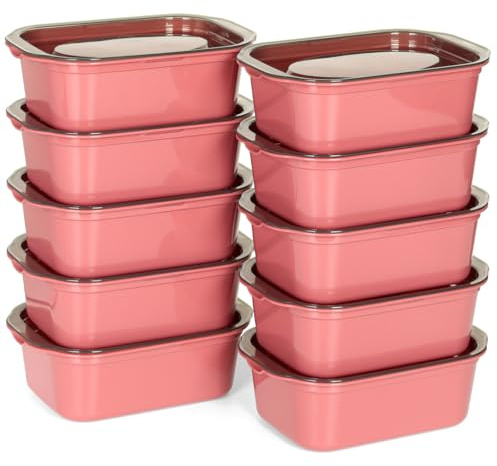 Cozary 10Pcs Contenitori Ermetici per Alimenti, 500ML Scatole Rettangolari in Plastica con Coperchio, Adatti per Frigorifero, Microonde e Lavastoviglie, per Scuola, Lavoro e Viaggi (Bordeaux)