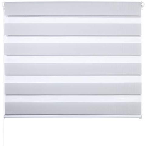 Laneetal Estores Enrollable Noche y Día Persiana Interior Doble Semi-Sombreado Bloquear los Rayos UV Proteger la Privacidad 100% Poliéster 75 x 220 cm Color Gris