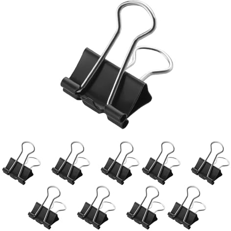 Westcott Foldback Klammern 19mm Schwarz 12 Stück | 12er Pack Metall Klammern für Dokumente | stabile und wiederverwendbare Papierklammern | 19mm Klemmen für Büro und Haushalt | E-10701 00