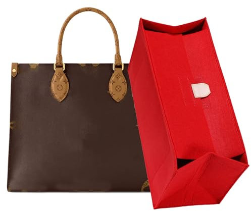 Doxo Purse Organizer Insert for LV On The Go GM Dior Large Book Tote,Red