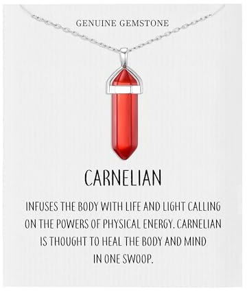 Philip Jones Carnelian Gemstone Necklace with Quote Card