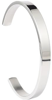 MILAKOO armband damen silber edelstahl armreif Frauen Oval poliert offen Bracelet 8mm Bracelet