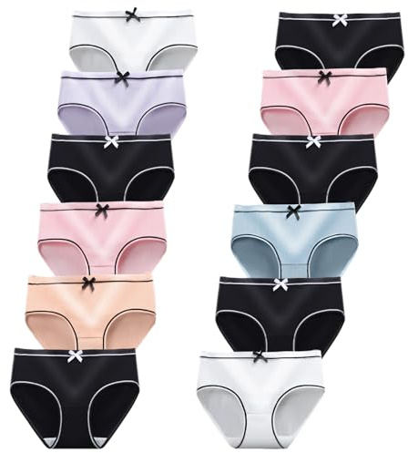 Teenage Girls' Knickers 12 Pack Underwear Comfortable Briefs Cotton Pants(8-16Years)