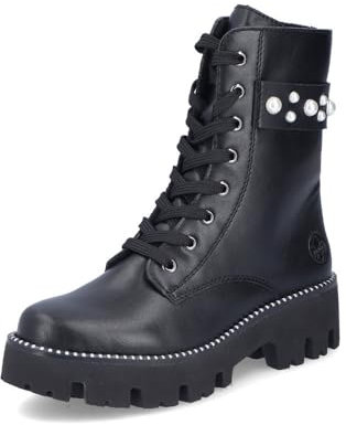 Rieker Damen Combat Boots Y3354, Frauen Stiefeletten,schnürstiefel,Stiefel,Bootee,Booties,halbstiefel,Kurzstiefel,schwarz (00),39 EU / 6 UK