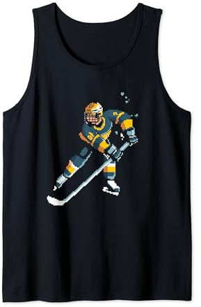 Eishockeyspieler Pixel Art Eishockeyhelm Tank Top