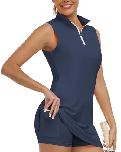 Hiverlay Tennis Dresses for Women Golf Workout Dress with Built in Shorts and Pockets for Sleeveless Athletic Dresses