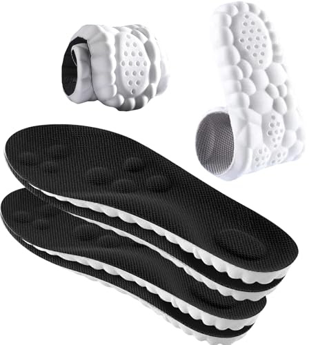 2 Pairs 4D Cloud Technology Insole - Super Soft Comfort Insoles, Soft Foot Protection Cloud Feeling Insole, U-Shape Memory Foam Insoles (Black, Men: US 8-11)