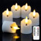 Wroxipel Lote de 6 velas votivas LED sin llama de plástico blanco con temporizador, 4 cm x 6 cm velas parpadeantes de larga duración con mando a distancia