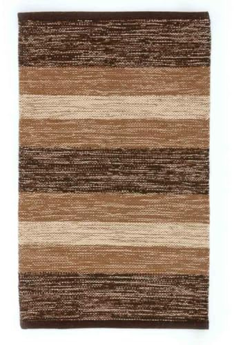 Pierre Tappeti Tappeto HAPPY MARRONE disegno a righe 100% cotone annodati a mano, passatoia stuoia cucina multiuso lavabile cm.55x110