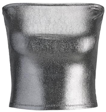 JACK & JONES Jxfiona STR Bandeau Shine Top Jrs, Silver Colour, M Donna