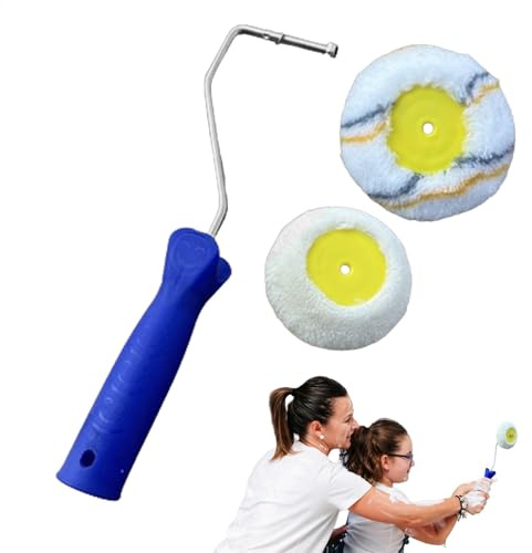 Rouleau de peinture d'angle : peinture floue avec poils denses, poignée confortable, rouleau d'angle pour cloisons sèches, rouleau de rechange, rouleau de peinture d'angle pour zones Di