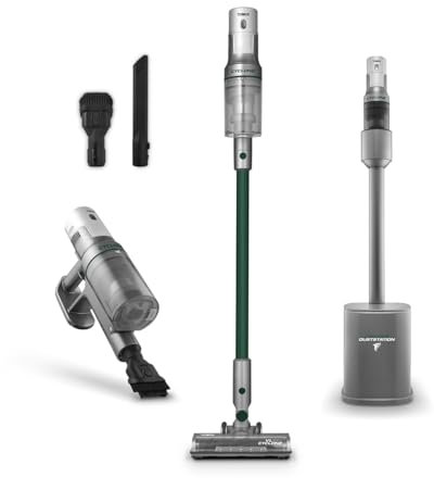 Tower T527102 VL220 Cyclone Dust Master Vacuum Station with EVO Anti-Tangle Floor Head, HEPA Filter, Handheld Function, Cordless BLDC Brushless Motor, 2L Docking Dust Station, 25.9V, Titanium & Black