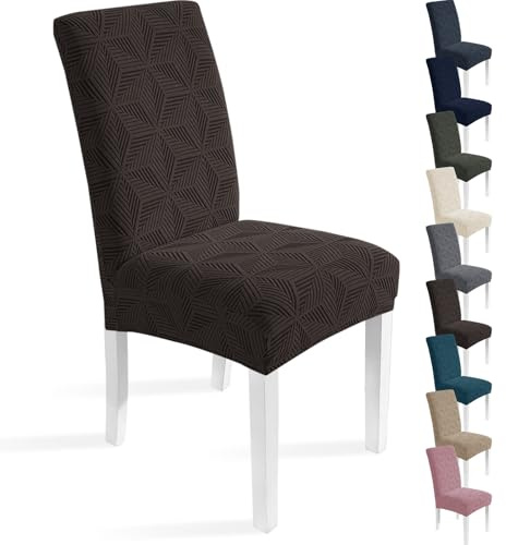 Ystyle Coprisedie con Schienale Elasticizzato 6 Pezzi, Marrone | Copri Sedie Soggiorno Cucina, Universali Fodera Sedia Antigraffio Gatto, Moderno Antimacchia Copertura Sedia