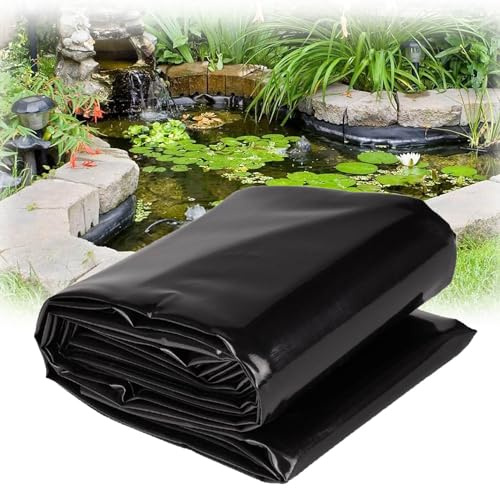 Fodera per laghetto da giardino, spessore 0,12 mm, membrana flessibile, colore nero, per fontane a cascata, 9 x 11 m