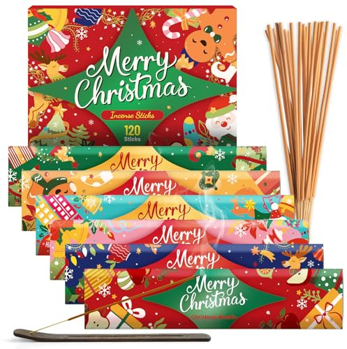 SCENTORINI Bâtonnets d'Encens, Floraison Hivernale, Chocolat et Fleur d'Oranger, Jasmin et Bois de Santal, Couronne de Noël etc, avec Support de Bâtonnets d'Encens, Coffret Cadeau de Noël