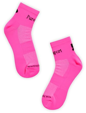 Puresport Performance Ankle Socks (Neon Pink S/M), Moisture-Wicking Training Socks with Subtle Compression, Breathable & Durable, Optimal Support for Women & Men, Long-Distance Running, Gym, Hyrox