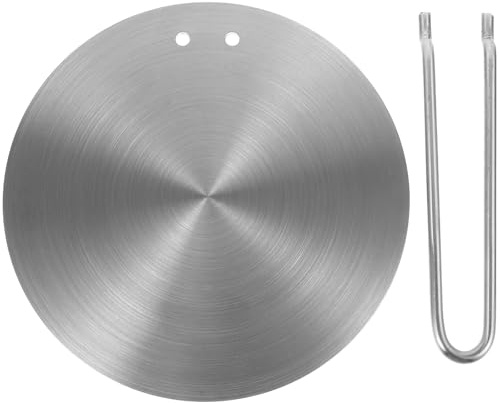 GLSTOY Piastra Diffusore di Calore in Acciaio Inox 18 Cm Manico Smontabile, Adattatore per Fornello a Induzione, Piastra Riscaldante da Cucina per Pentole in Ferro e Ceramica