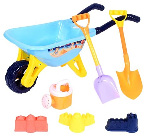 Giocattoli da spiaggia per bambini | Giochi di sabbiere brillanti con carriola e pale, grandi giocattoli da spiaggia per viaggi, per piscina, cortile, giardino, campeggio, picnic e interni