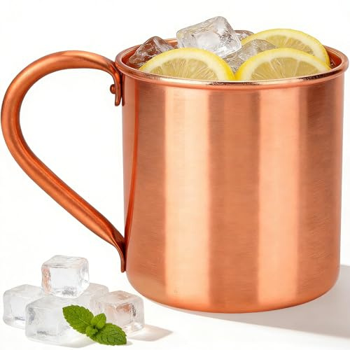YIYAXIN 450 ml ren koppar mugg med handtag, Moscow Mule koppar mugg utan innerfoder, massiv metallkopp sport raka koppar dricksvatten muggar för cocktail, kaffe, öl, mjölk, bröllopsgåvor