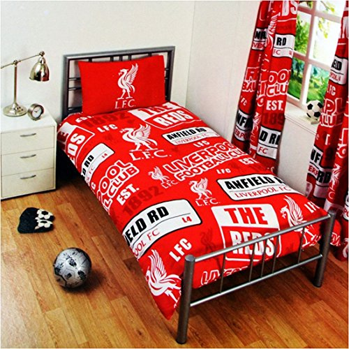 Kids Liverpool FC Print Football Club Single Duvet Quilt Cover Bedding Set