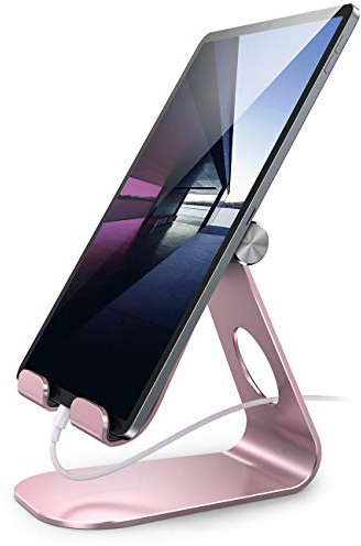 Lamicall Support Tablette, Support Tablette Réglable - Porte Dock pour 2022 iPad Pro 9.7, 10.5, 12.9, iPad Air 2 3 4, Mini 2 3 4, iPhone, Switch, Samsung Tab, d'autres Smartphones - Rose Gold