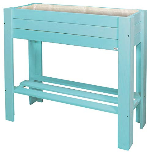 WAGNER GreenFAMILY - Huerto Urbano/Cama elevada - GreenBOX Light - Madera Blanda, Madera Maciza FSC®, Aqua Splash/Turquesa, 70 x 83 x 34,5 cm, balda, Incl. Bolsa - 25027001