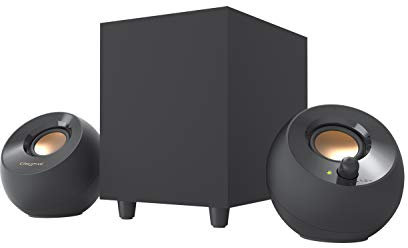 CREATIVE Pebble Plus 2.1 USB-Powered Desktop Speakers with Powerful Down-Firing Subwoofer and Far-Field Drivers, Up to 8W RMS Total Power for Computer PCs and Laptops (Black)