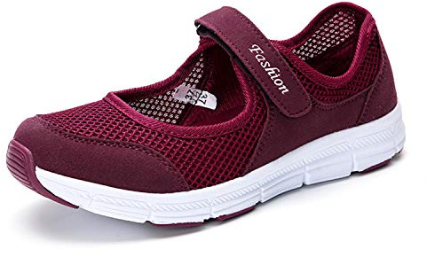 Kimily-UK Sportsandaler Dam Svängande Skor Mesh Fitness Skor Slimming Walking Skor Mode Halkfria Sneakers Mesh Ny Andningsaktiv Sommar 35-42, Röd 1, 39 EU