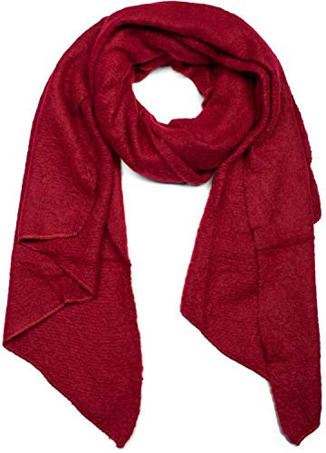 styleBREAKER Damen weicher unifarbener Web Schal in asymmetrischer Form, Winter, Stola 01017118, Farbe:Bordeaux-Rot