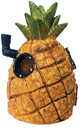 DOSYEN Home Aquarium Fish Tank Decorations Cartoon Resin Pineapple Hideaway House Aquarium Ornaments Fish Shelter Underwater