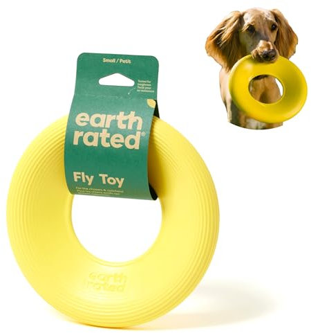 Earth Rated Fliegende Ring, EIN interaktives Frisbee für ausgewachsene Hunde und Welpen, versinkt im Wasser Nicht, klein, gelb