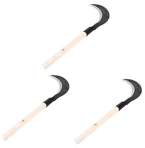DIXII Guadaña de mano Hoz de mano Caña de azúcar Hierba de acero Manganeso Hoz Jardinería Hierba Hoz (Color: Surtido Colorx3pcs, Tamaño: 50X17CMx3pcs)
