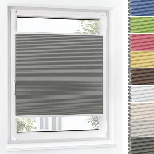 Jalousiescout Wabenplissee ohne Bohren Verdunklung—Thermo plissee Klemmfix Zweifarbig 70x110cm grau-Weiß, Sonnen-, Sicht- & Hitzeschutz Jalousie verdunklung für Fenster & Tür