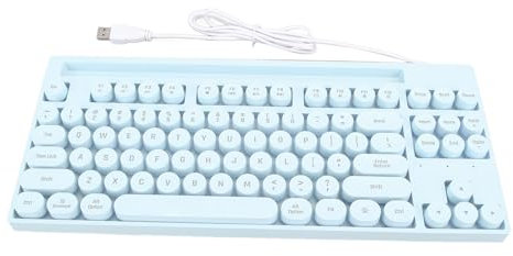 ciciglow Tastiera Cablata, 87 Tasti Tastiera Cablata USB Tastiera da Gioco con Copritasti Rotondi Punk con Luce e Supporto per Computer Portatile PC (BLUE)