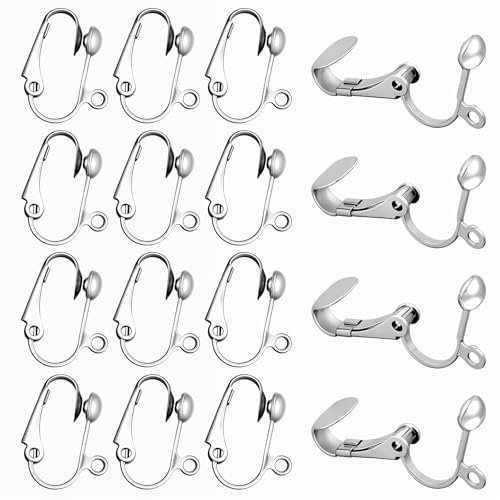 50 Stück Clip on Ohrring Converter Edelstahl Clip Ohrringe Mädchen, Ohrclips Damen Ohne Ohrlöcher Ohrringe Zum Machen Leicht Zu öffnende Silberne Ohrclip Für DIY-Ohrring-Schmuckherstellungszubehör