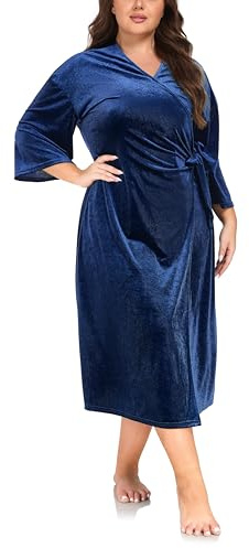 VOGMATE Robe De Chambre Femmes Grande Taille Sexy Peignoir Velours Doux Élégante Col En V Vêtements de Nuit Luxe Bathrobe Plus Size