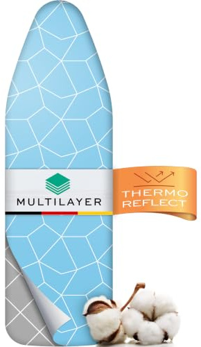Housse de Planche à Repasser Timbley Turbo 150x50 – Réfléchit la Chaleur pour Un Repassage Rapide – Montage Facile avec élastique – 2X Rembourrage Confort | Taille XXL