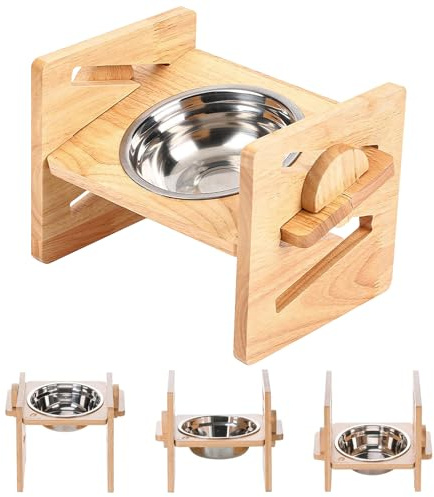 PORFOYO Ciotola rialzata per cani in acciaio inox 304, 4 altezze regolabili, 7-13 cm, per cani e gatti di piccola taglia