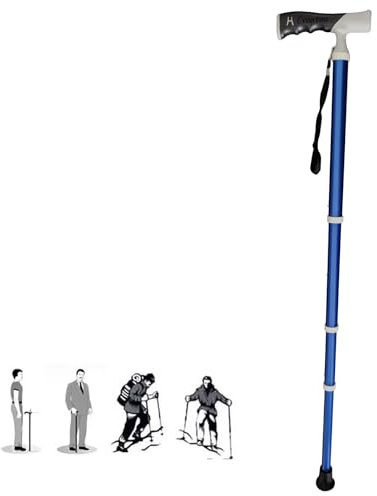 Bâtons de randonnée bâtons de Marche en Titane - Télescope à 4 Sections 3 hauteurs réglables Canne Portable Ultra-légère adaptée à la randonnée(1PC) (Bleu, 38~105cm)