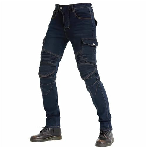Jeans de Moto pour Hommes, Pantalons de Motard avec Protection blindée, Pantalons en Denim Moto avec genouillères renforcées