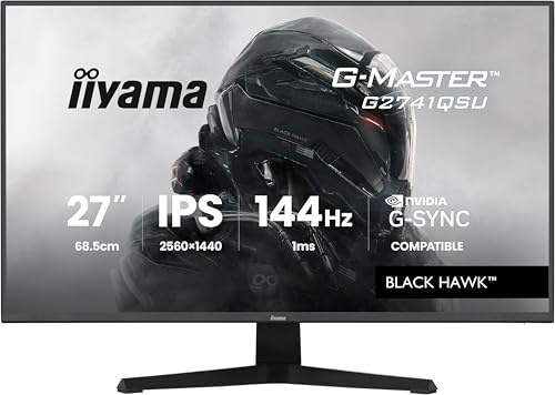 iiyama Ecran G-Master Black Hawk, G2741QSU-B1, IPS, Adaptive Sync, 2560x1440@144Hz, 1ms, Haut-parleurs, HDMI/DP/USB HUB, Black Tuner, NVIDIA G-Sync Compatible