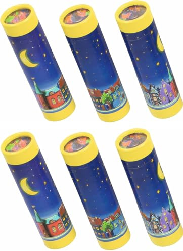 Ameisenkeks® 6er Set Kaleidoskope für Kinder – buntes Papp-Kaleidoskop mit Stadt- & Sternenhimmel-Motiv, klassisches Spielzeug für kleine Entdecker, Mitgebsel & Partygeschenke