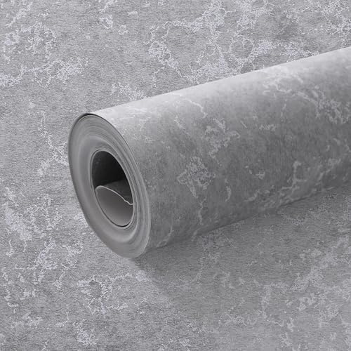 Anttyscar Dark Grey Concrete Effect Wallpaper Thick Textured Distressed Concrete Design Industrial Cement Metallic Glitter Wallpaper Decorative Luxury Wall Paper Roll for Living Room Hallway Bedroom
