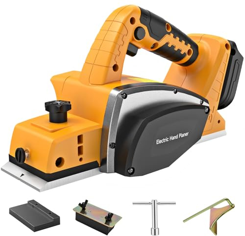 Cordless Hand Planer Compatible with DeWalt 20V Battery，3-1/4 Brushless Electric Wood Planer，15,000 RPM Power Planer with Precision Depth Adjustment for Woodworking & Carpentry(Tool Only，No Battery)