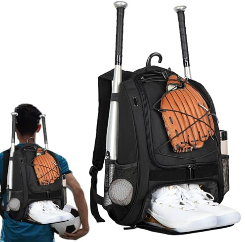 de softbol, Mochila de béisbol, de béisbol, Mochila con Compartimento para Zapatos, de Gran Capacidad para Cascos, Zapatos y Raquetas, competición