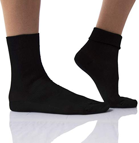 PETTI Artigiani Italiani - Confezione da 6 Paia Calze Donna Sanitarie, Calzino Donna Sanitario, Calza Donna Senza Elastico Per la Circolazione e Diabetici, 100% Made in Italy, Nero